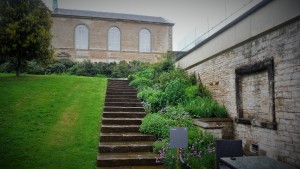 Steps leading down to west front of mansion, and to the lawn... the chapel overlooks proceedings. (c) Compton Verney / Gary Webb